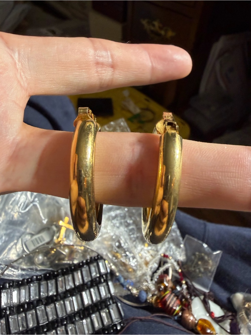 Vintage Gold Tone Hoop Earrings